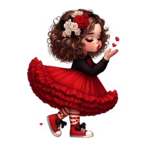 Black & Red Doll Heat Transfer Patch