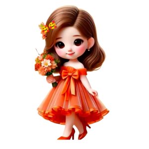 Orange Doll Heat Transfer Patch