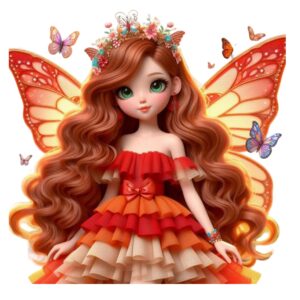 Orange Betterfly Heat Transfer Doll