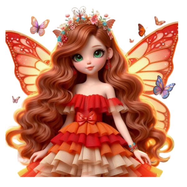 Orange Betterfly Heat Transfer Doll