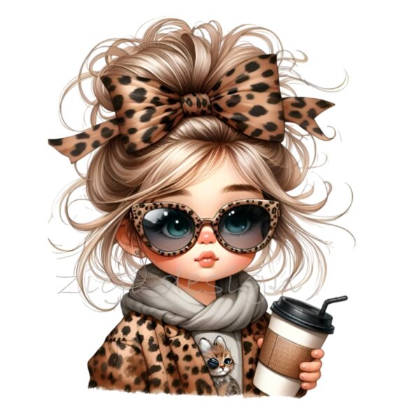 Coffee Doll Heat Transfer Patch