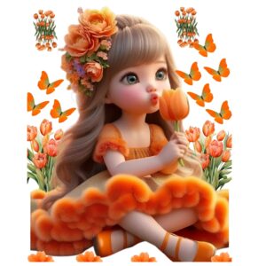 Orange Doll Heat Transfer Patch