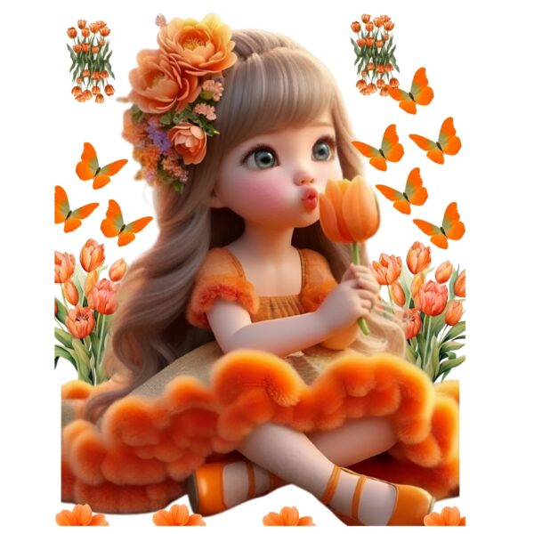 Orange Doll Heat Transfer Patch