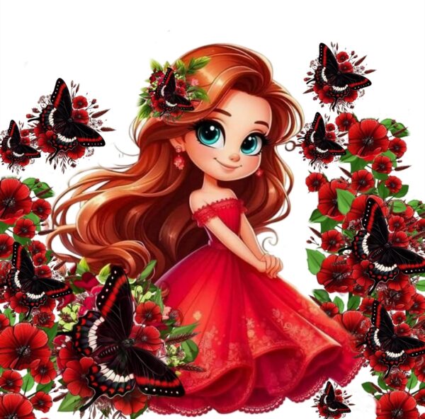 Red Beautiful Doll Heat Transfer Patch