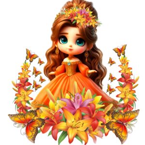 Orange Doll Heat Transfer Patch