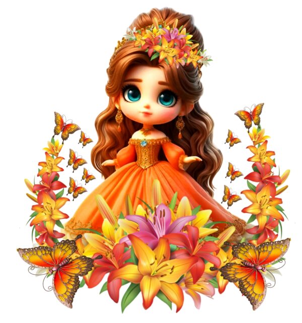 Orange Doll Heat Transfer Patch