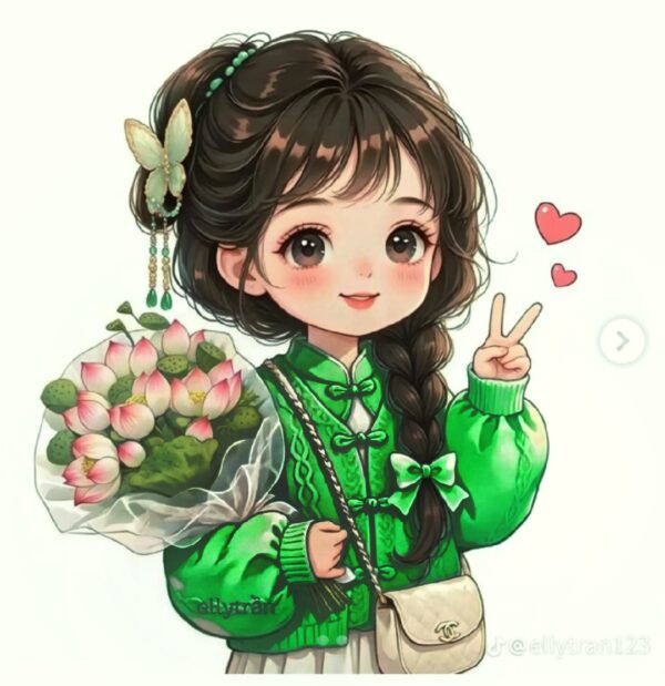 Cute Doll Heat Transfer Patch for 14 August